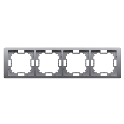 Simon Basic Neos quadruple frame, inox, metallized