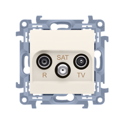 Simon 10 r-TV-SAT pass through aerial socket, atten.: 10dB, cream white/electro white