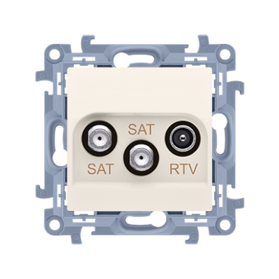 Simon 10 SAT-SAT-RTV double aerial socket, atten.: 1dB, cream white/electro white