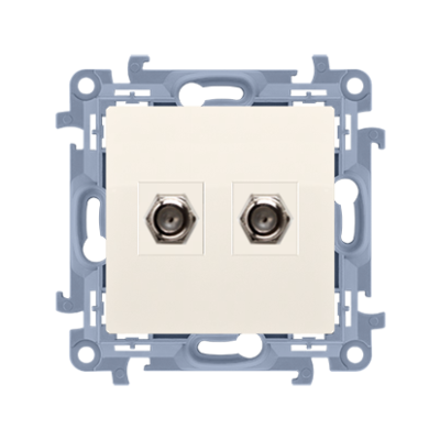 Simon 10 double SAT final aerial socket, cream white/electro white