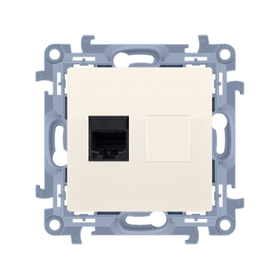 Simon 10 vienas kompiuterio lizdas RJ45, 6 kategorijos, ekranuotas, kreminė balta