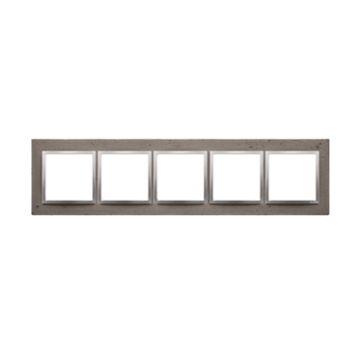 Simon 54 Nature 5-gang concrete frame, dark concrete/silver