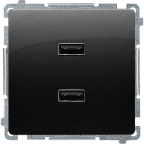 Simon Basic double USB charger, A+A, 2.1A, black matt