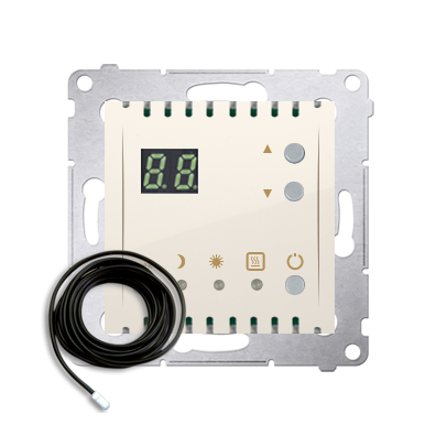 Simon 54 temperature regulator with dispaly, with outer sensor, cream white/electro white