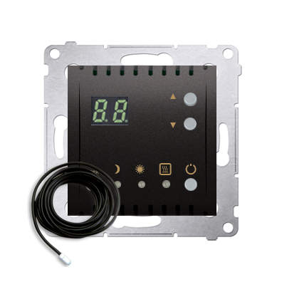 Simon 54 temperature regulator with dispaly, with outer sensor, anthracite, metalic