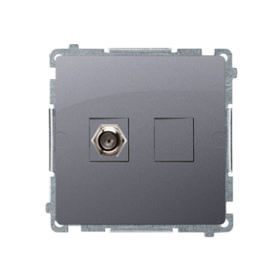 Simon Basic vienguba „F“ tipo antenos lizdas, nerūdijantis plienas (Inox), metalizuotas