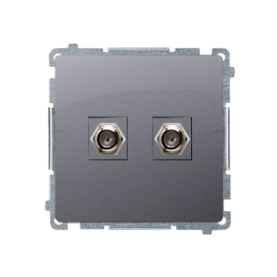 Simon Basic double aerial socket type "F", inox, metallized