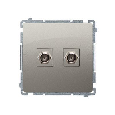 Simon Basic dviguba antenos jungtis „F“ tipo, satinas, metalizuotas