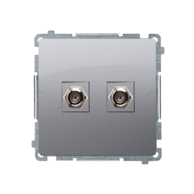 Simon Basic double aerial socket type "F", silver matt, metalic