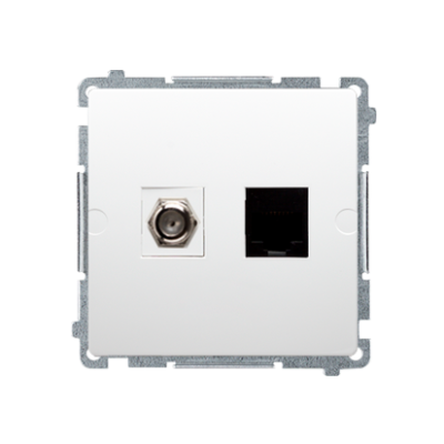 Simon Basic aerial socket type "F" + computer socket RJ45 cat.6, white