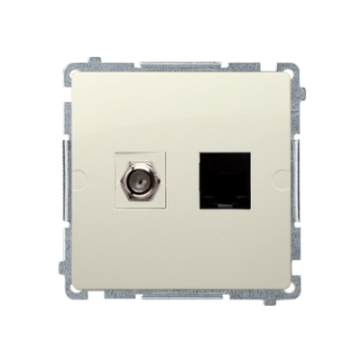 Simon Basic aerial socket type "F" + computer socket RJ45 cat.6, beige