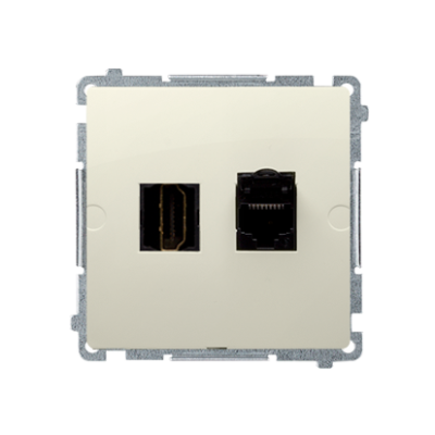 Simon Basic HDMI socket + computer socket RJ45 cat.6, beige