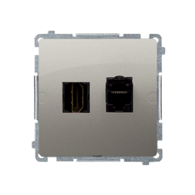 Simon Basic HDMI socket + computer socket RJ45 cat.6, satin, metallized