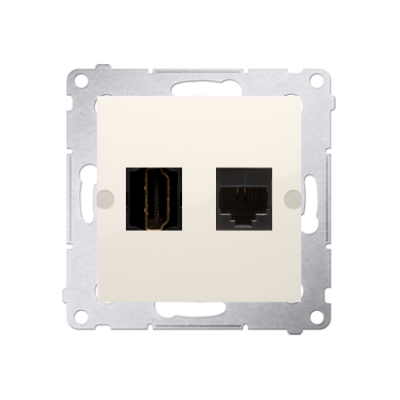 Simon 54 HDMI lizdas + kompiuterio lizdas RJ45, 6 kategorijos, kreminė balta