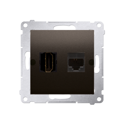 Simon 54 HDMI lizdas + kompiuterio lizdas RJ45, 6 kategorijos, matinė bronza, metalizuota
