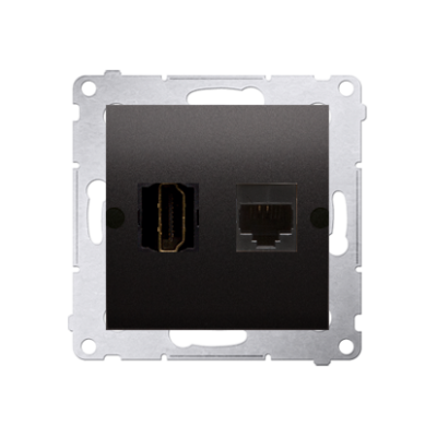 Simon 54 HDMI lizdas + kompiuterio lizdas RJ45, 6 kategorijos, antracitas, metalizuotas