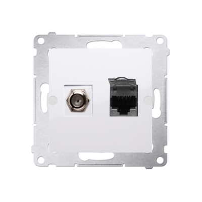 Simon 54 aerial socket type "F" + computer socket RJ45 cat.6, white