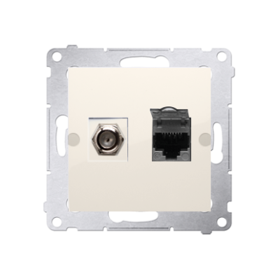 Simon 54 aerial socket type "F" + computer socket RJ45 cat.6, cream white/electro white
