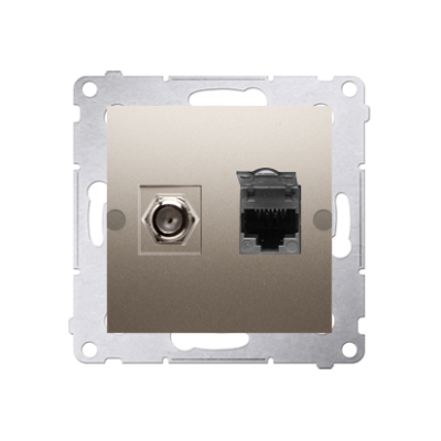 Simon 54 aerial socket type "F" + computer socket RJ45 cat.6, gold matt, metalic