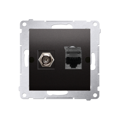 Simon 54 aerial socket type "F" + computer socket RJ45 cat.6, anthracite, metalic