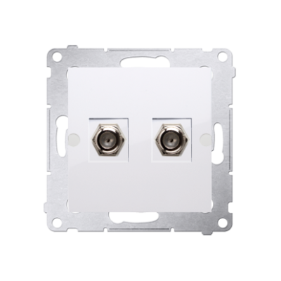 Simon 54 double aerial socket type "F", white