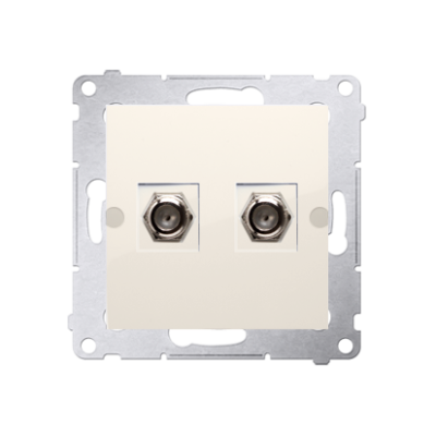 Simon 54 double aerial socket type "F", cream white/electro white