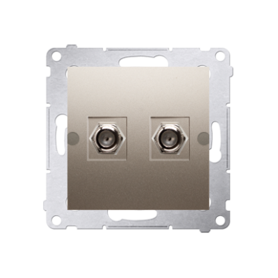 Simon 54 dviguba antenos jungtis „F“ tipo, matinis auksas, metalizuotas