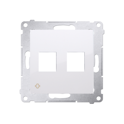 Simon 54 double Keystone flat IT/telephone socket cover, (module), antibacterial white