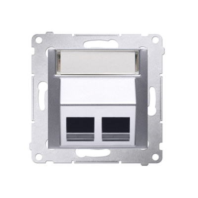 Simon 54 double angled cover for ITC socket for Keystone, (module), silver matt, metalic