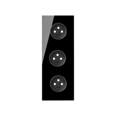 Simon 100 triple panels: 3 power sockets, black