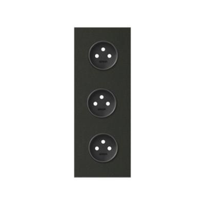 Simon 100 triple panels: 3 power sockets, black matt