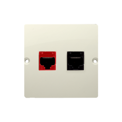Simon Basic computer socket RJ45 category 5e + telephone socket RJ12, (module), beige