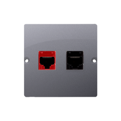 Simon Basic computer socket RJ45 category 5e + telephone socket RJ12, (module), inox, metallized