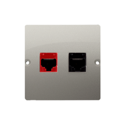 Simon Basic computer socket RJ45 category 5e + telephone socket RJ12, (module), satin, metallized