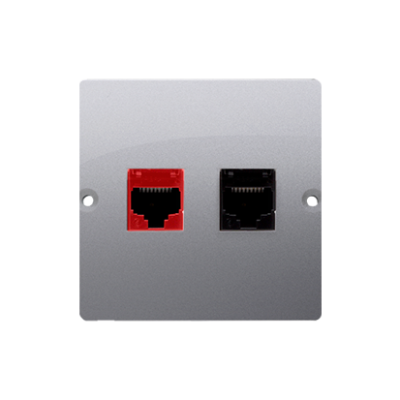 Simon Basic computer socket RJ45 category 5e + telephone socket RJ12, (module), silver matt, metalic