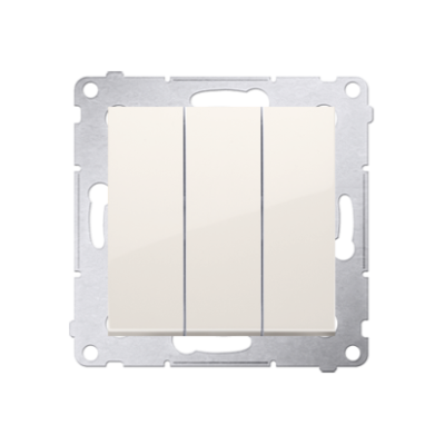 Simon 54 triple contact push button, (module), 10AX, quick connection, cream white/electro white