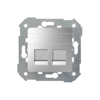 Simon 82 double Keystone flat IT/telephone socket cover, aluminum