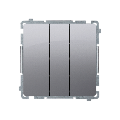 BASIC triple push button, (module), 10AX, quick connection, inox, metallized