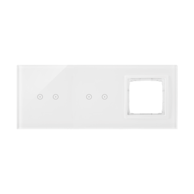Simon 54 Touch touch panel 3 modules, Modul 1: 2 horizontal touch fields, Module 2: 2 horizontal touch fields, Module 3: space for Simon 54 module, Fixing: horizontal, white pearl
