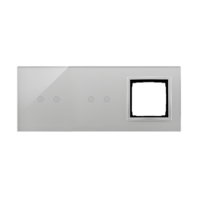 Simon 54 Touch touch panel 3 modules, Modul 1: 2 horizontal touch fields, Module 2: 2 horizontal touch fields, Module 3: space for Simon 54 module, Fixing: horizontal, silver mist
