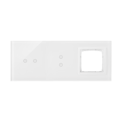 Simon 54 Touch touch panel 3 modules, Modul 1: 2 horizontal touch fields, Module 2: 2 vertical touch fields, Module 3: space for Simon 54 module, Fixing: horizontal, white pearl