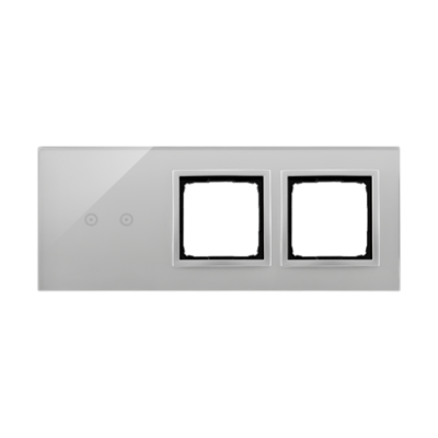 Simon 54 Touch touch panel 3 modules, Modul 1: 2 horizontal touch fields, Module 2: space for Simon 54 module, Module 3: space for Simon 54 module, Fixing: horizontal, silver mist