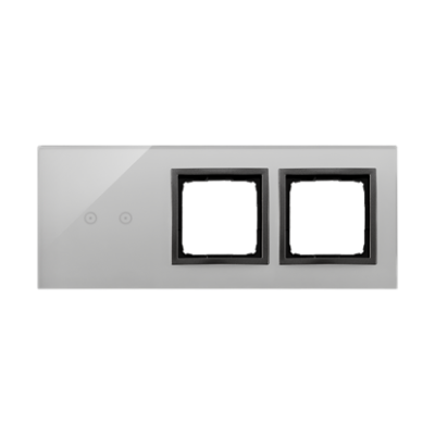 Simon 54 Touch touch panel 3 modules, Modul 1: 2 horizontal touch fields, Module 2: space for Simon 54 module, Module 3: space for Simon 54 module, Fixing: horizontal, storm cloud