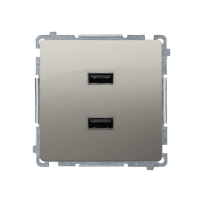 Simon Basic dvigubas USB įkroviklis, A+A, 2,1 A, satinas, metalizuotas