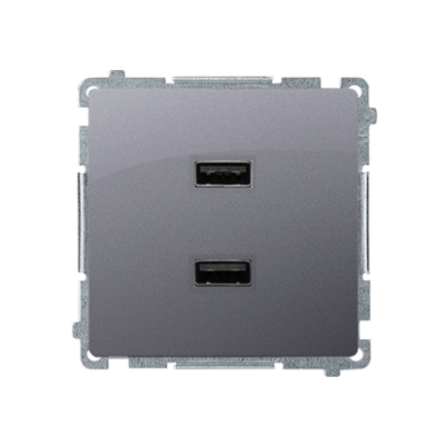 Simon Basic dvigubas USB įkroviklis, A+A, 2,1 A, matinis sidabras, metalizuotas
