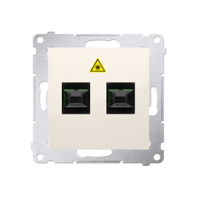 Simon 54 double fiber optic sockets, cream white/electro white