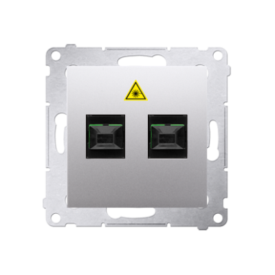 Simon 54 double fiber optic sockets, silver matt, metalic
