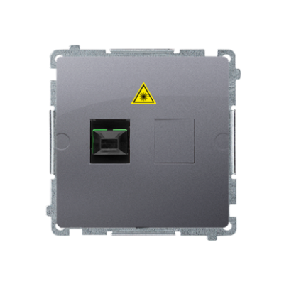 Simon Basic single fiber optic socket, silver matt, metalic