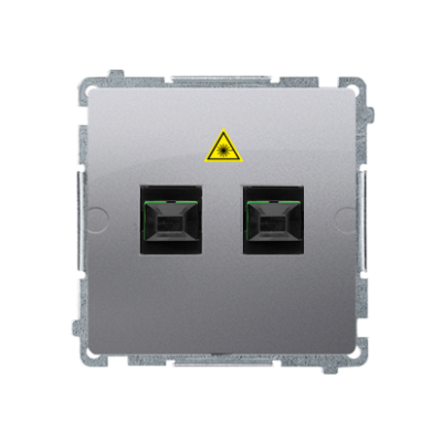 Simon Basic double fiber optic sockets, inox, metallized