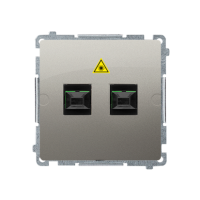 Simon Basic double fiber optic sockets, satin, metallized
